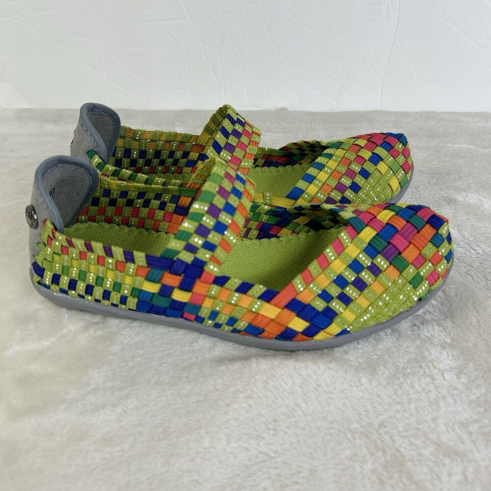 Bernie Mev Kids Cuddly Multicolor Woven Mary Jane Slip On Shoes EU 34 US 2.5-3